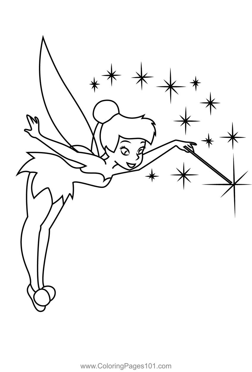 Tinkerbell with magic stick coloring page tinkerbell coloring pages coloring pages tinkerbell drawing