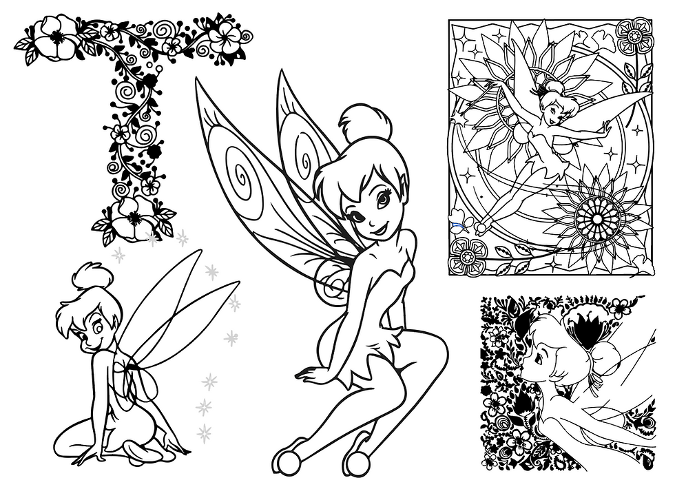 Mickey mouse tinkerbell flower coloring pages