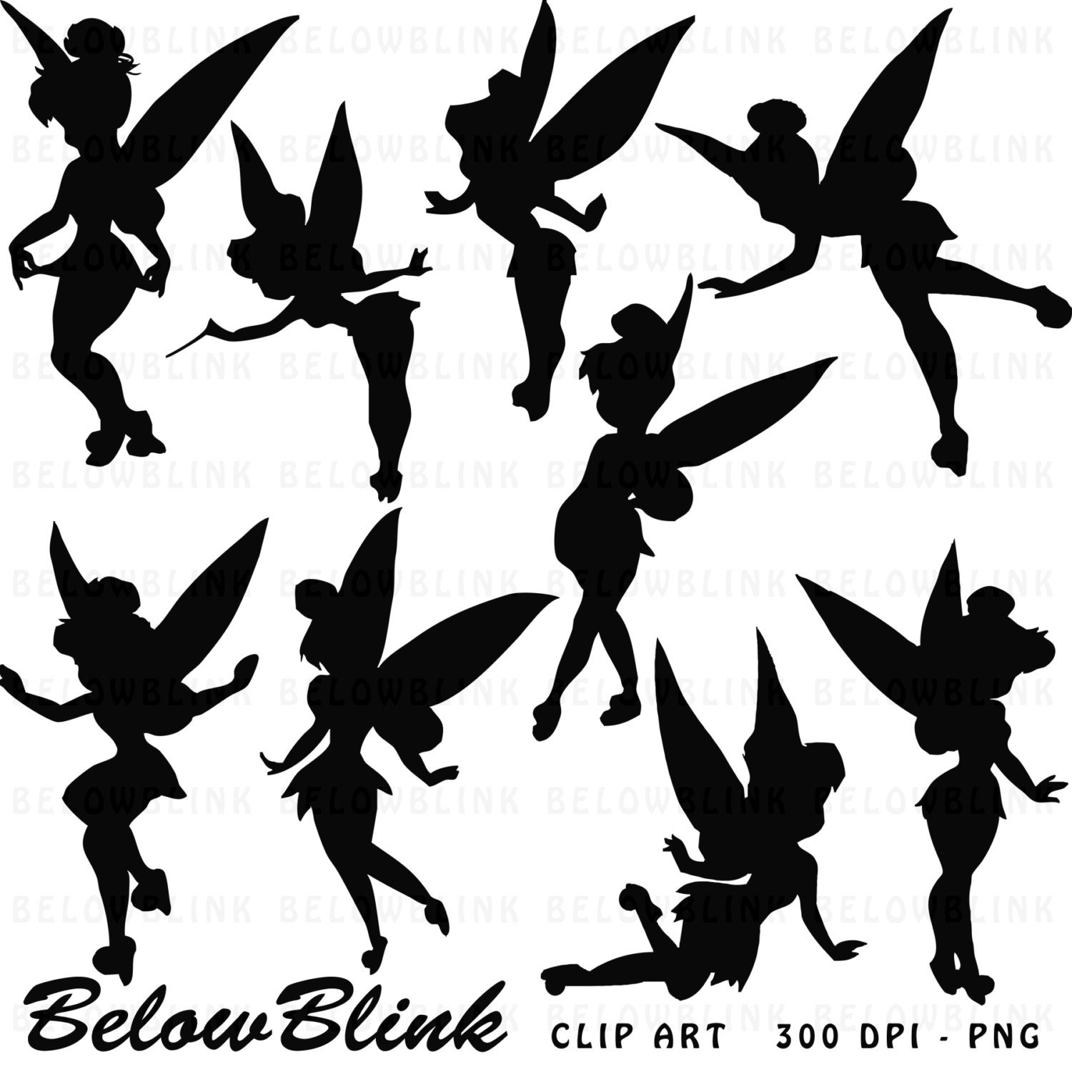 Tinkerbell silhouette clipart png digital scrapbooking mercial use instant download dp instant download