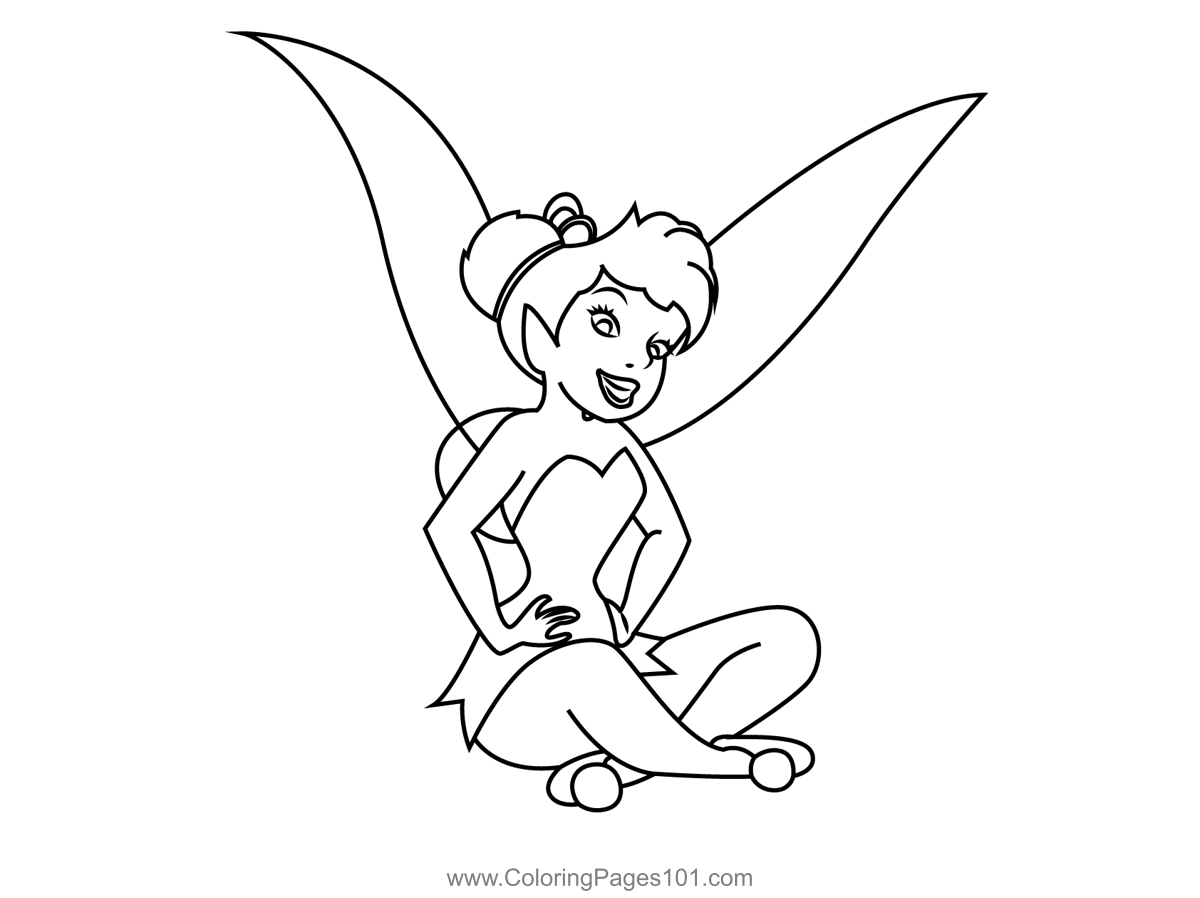 Tinkerbell smiling coloring page for kids
