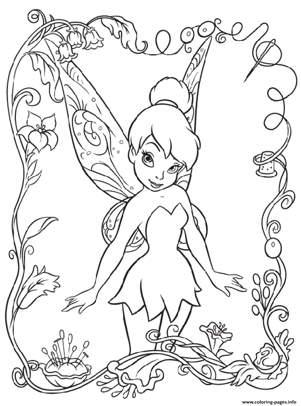 Cute tinkerbell sbb coloring page printable