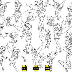 Disney tinkerbell outline svg tinkerbell flying svg