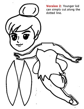 Tinkerbell fairy princess paper bag puppet writing sheet by ricks creations
