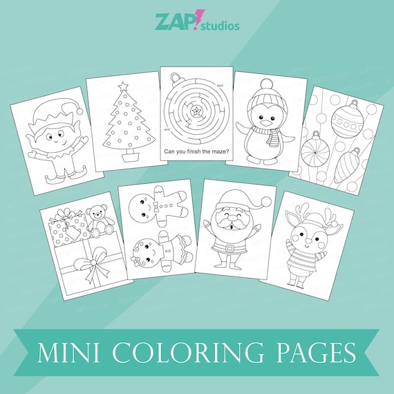 Mini coloring pages for elf printable christmas coloring pages easy elf activity doll and me coloring pages instant download
