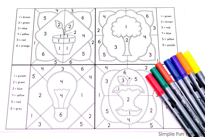 Earth day color by numbers mini coloring pages
