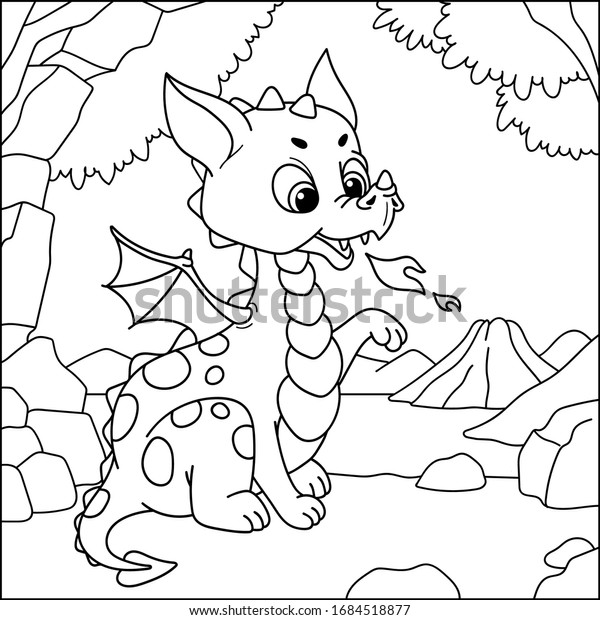Cute little dragon coloring book children stock vector royalty free