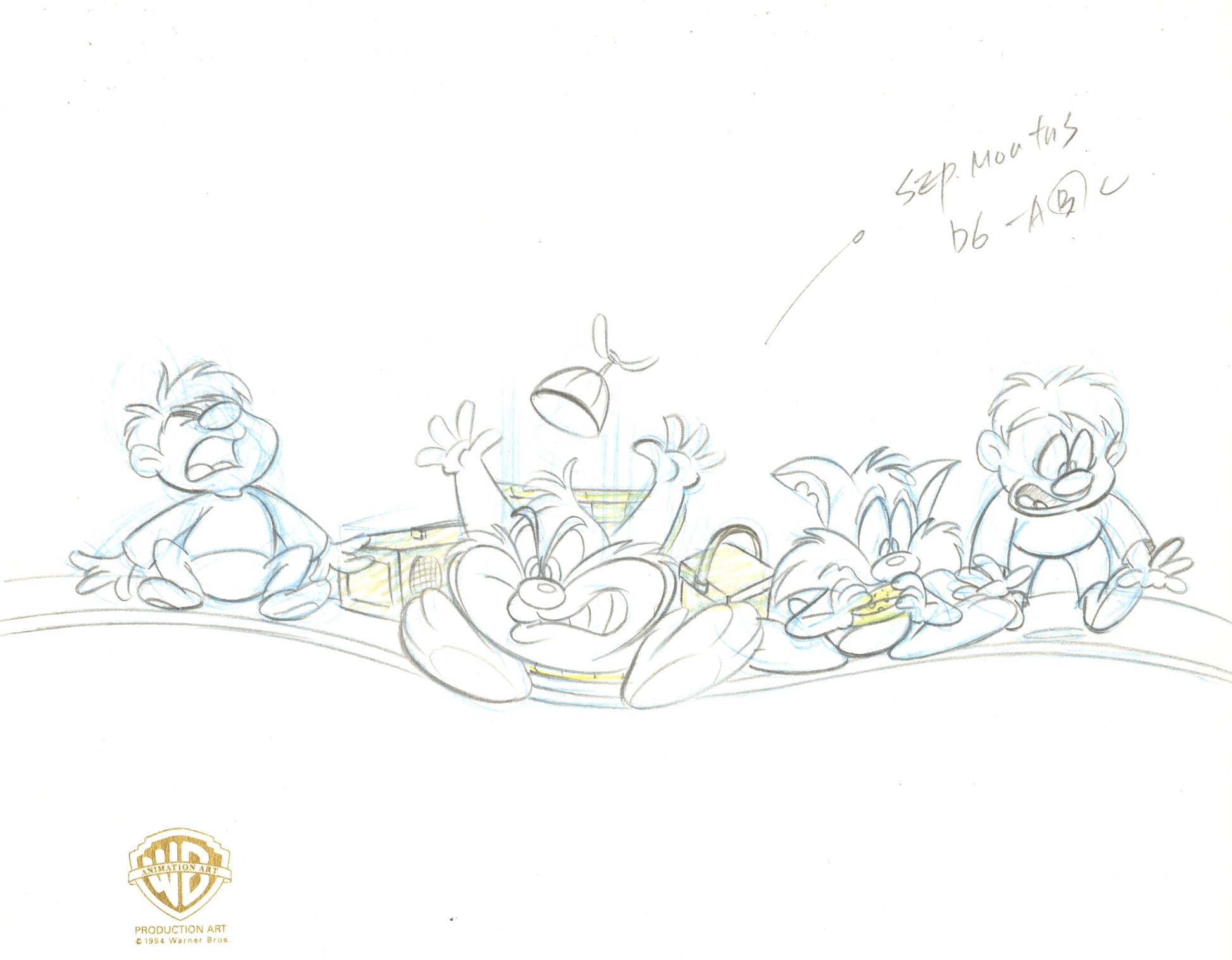 Tiny toons original production drawing dizzy devil and furball â clampett studio