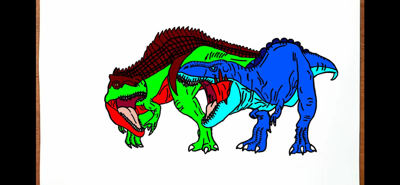Diegosaurio tiranosaurio rex vs jaw giganotosaurio by diegosaurio on