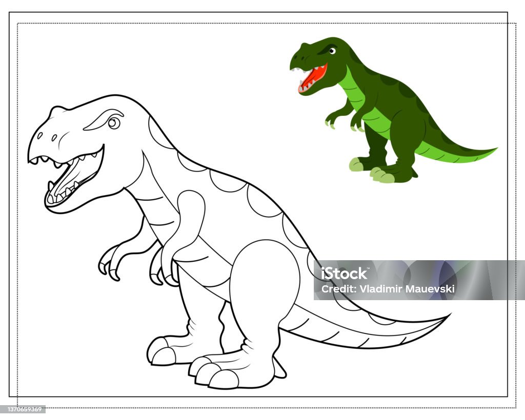 Coloring book for kids dinosaur tyrannosaurus vector stock illustration