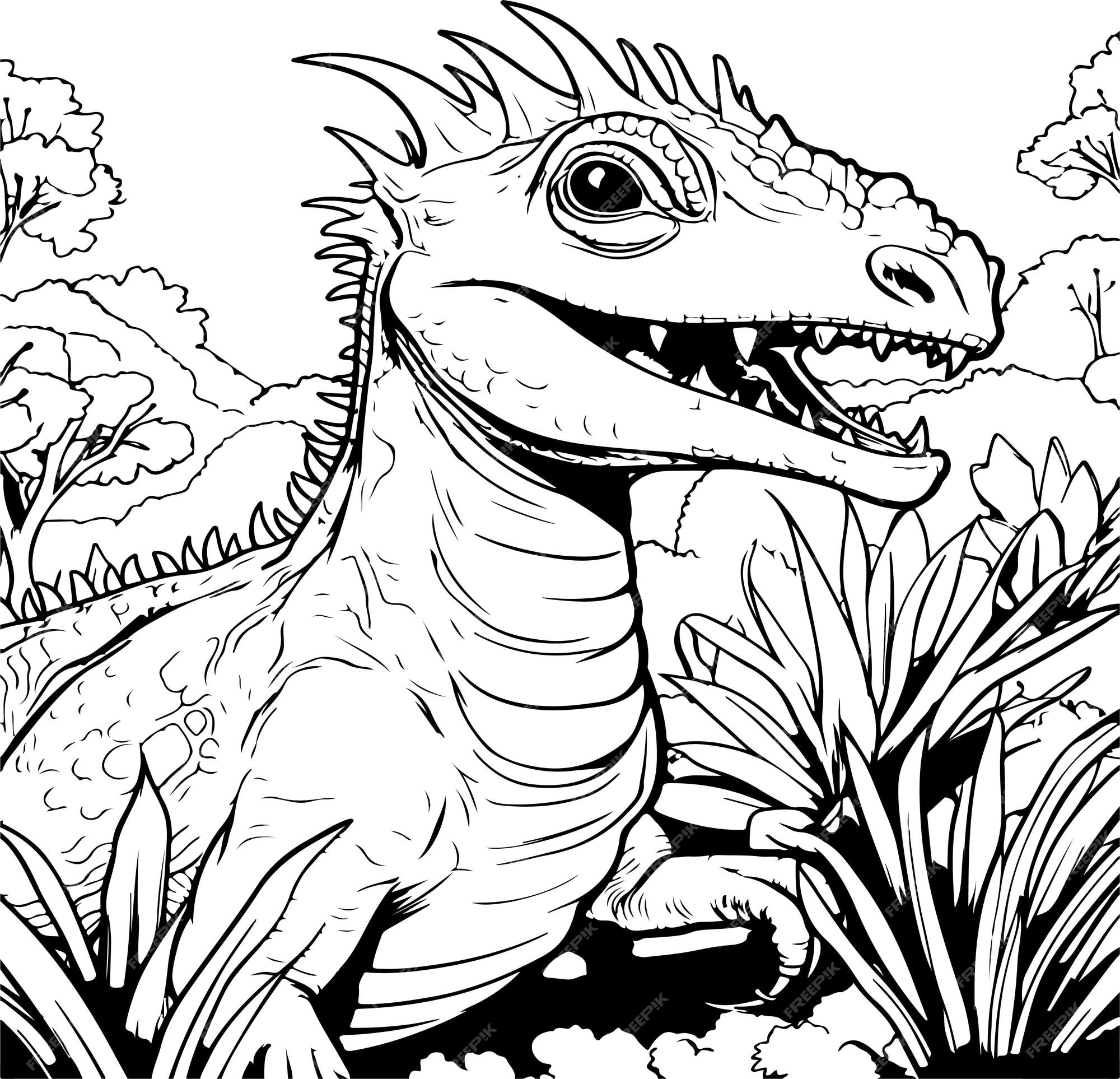 Premium vector coloring page for dinosaure