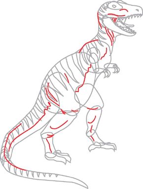 How to draw tyrannosaurus rex in steps