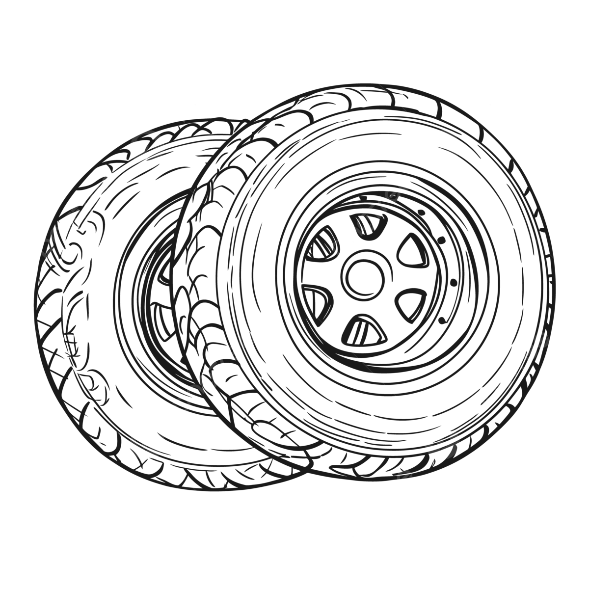 Truck tire coloring page with two tire designs outline sketch drawing vector wing drawing truck drawing ring drawing png and vector with transparent background for free download