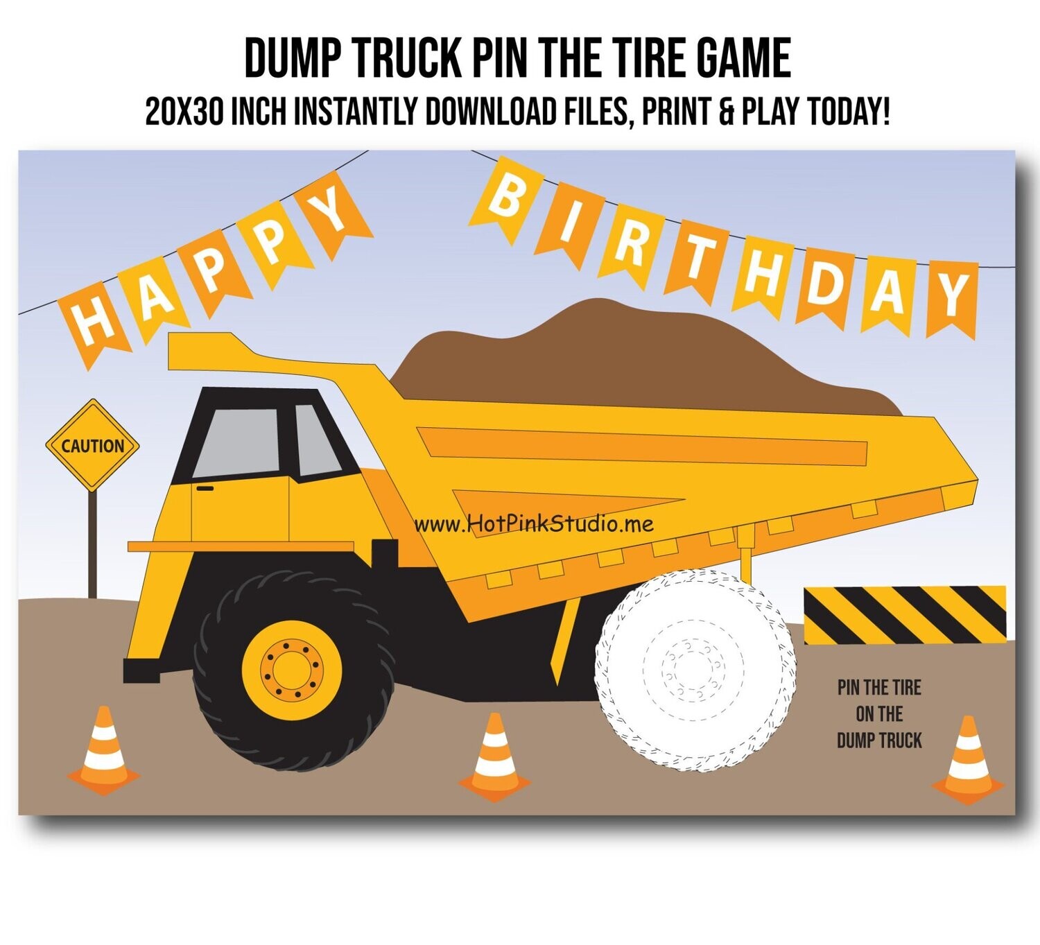 Ga pin the tire on the dump truck birthday ga
