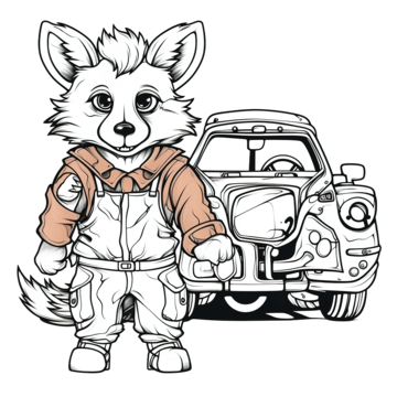 Fox the mechanic printable coloring page and coloring book car tools car service tire service png transparent image and clipart for free download