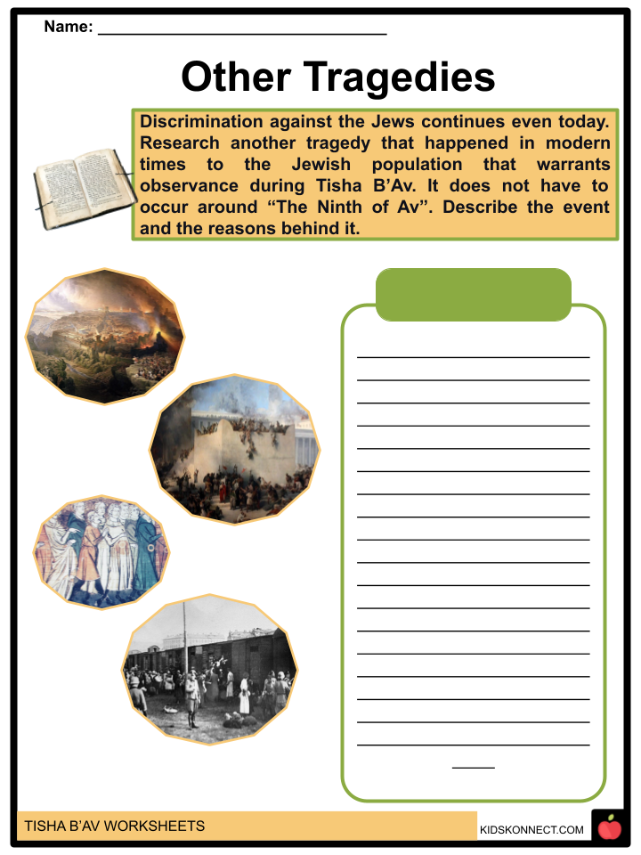 Tisha bav facts worksheets observances practices history