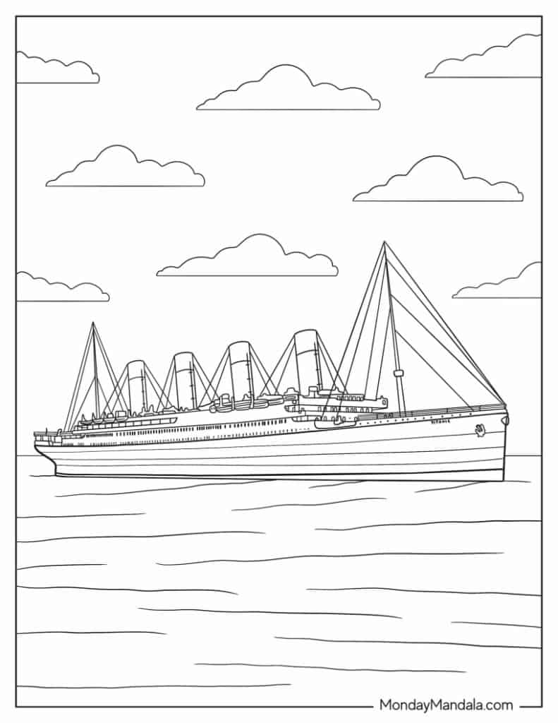 Titanic coloring pages free pdf printables
