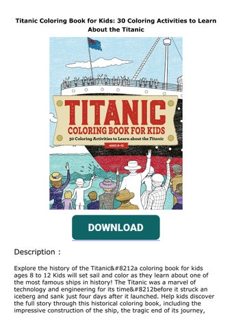 Pdfâïdownloadâï titanic coloring book for kids coloring activities to learn about the by derickwinters