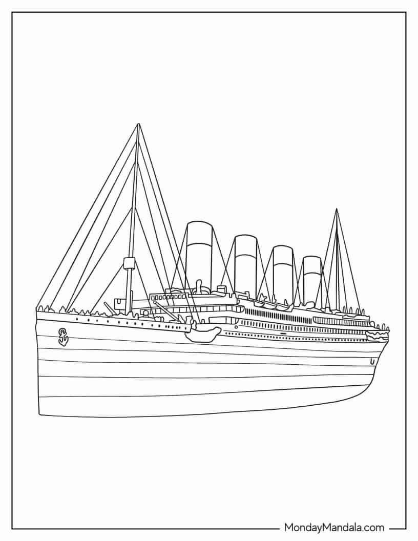 Titanic coloring pages free pdf printables coloring pages titanic boat drawing
