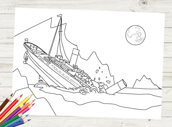Titanic sinking printable coloring page