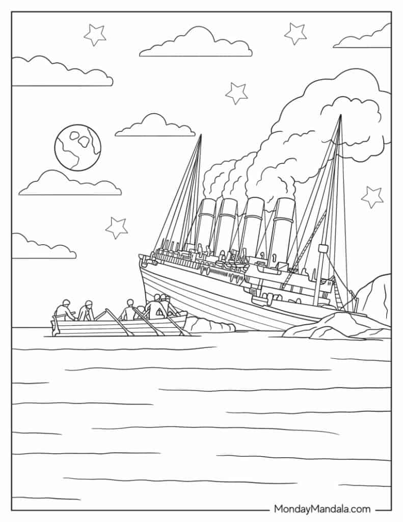 Titanic coloring pages free pdf printables