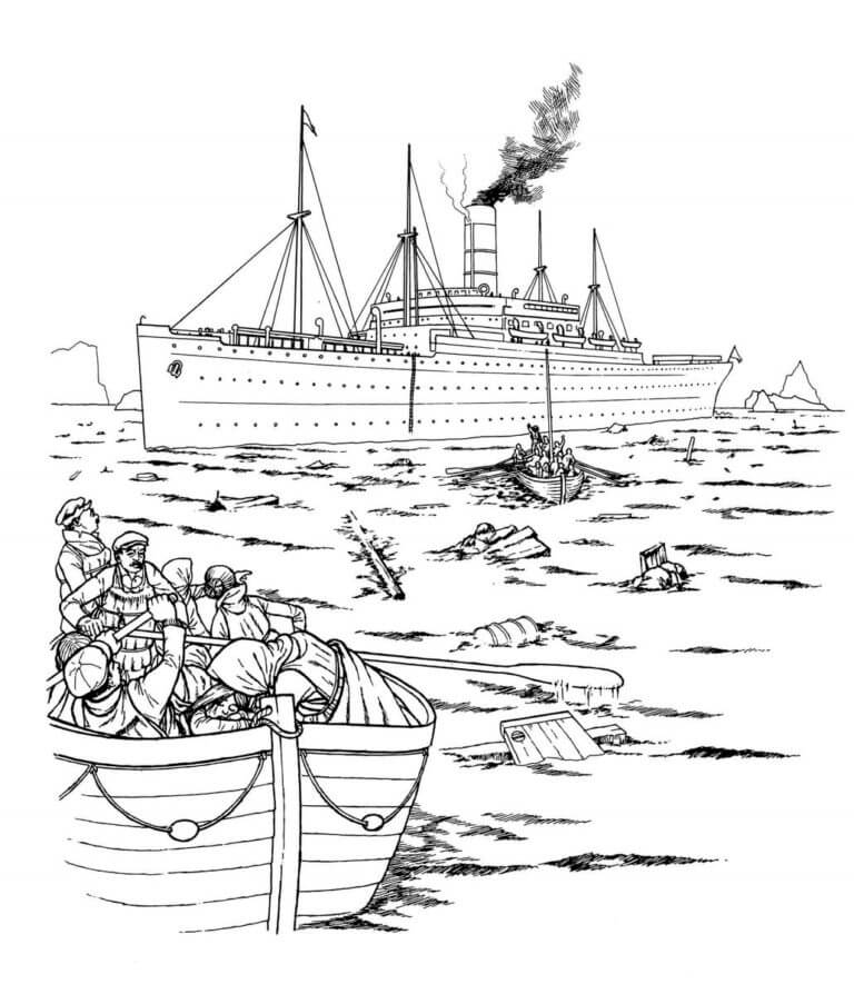 Passenger rescue coloring page