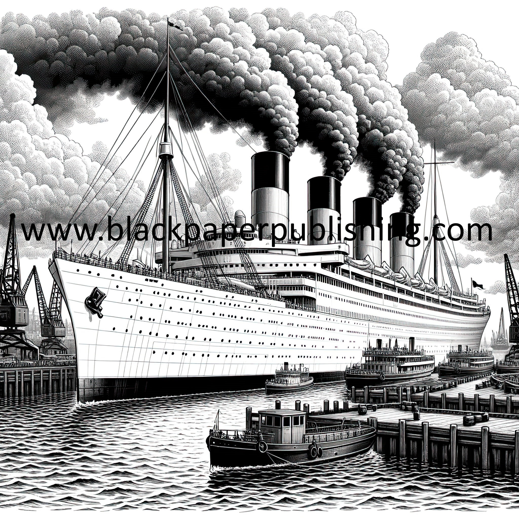 Titanic inspired ship departure from southampton coloring page historical scene adult coloring digital download
