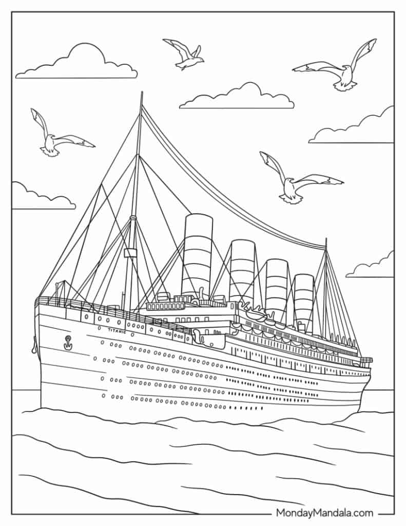 Titanic coloring pages free pdf printables