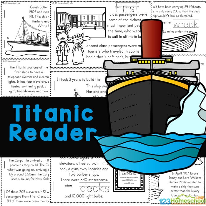 Free free printable titanic for kids reader to color and learn
