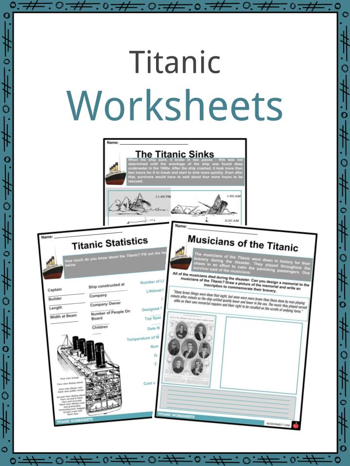 Titanic facts worksheets sinking deaths survivors history for kids