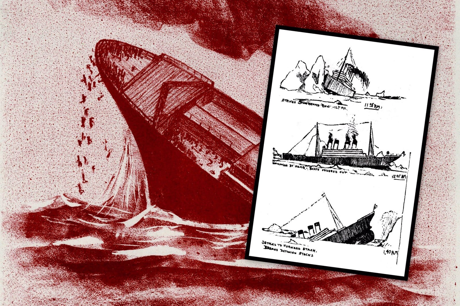 Sketches of the titanic sinking a survivor described how the huge ship went down