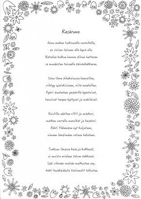 Kesãinen vãrityskuva ja runo early childhood education printable adult coloring pages first day of school