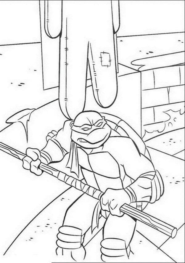 Donatello behind enemy lines coloring page