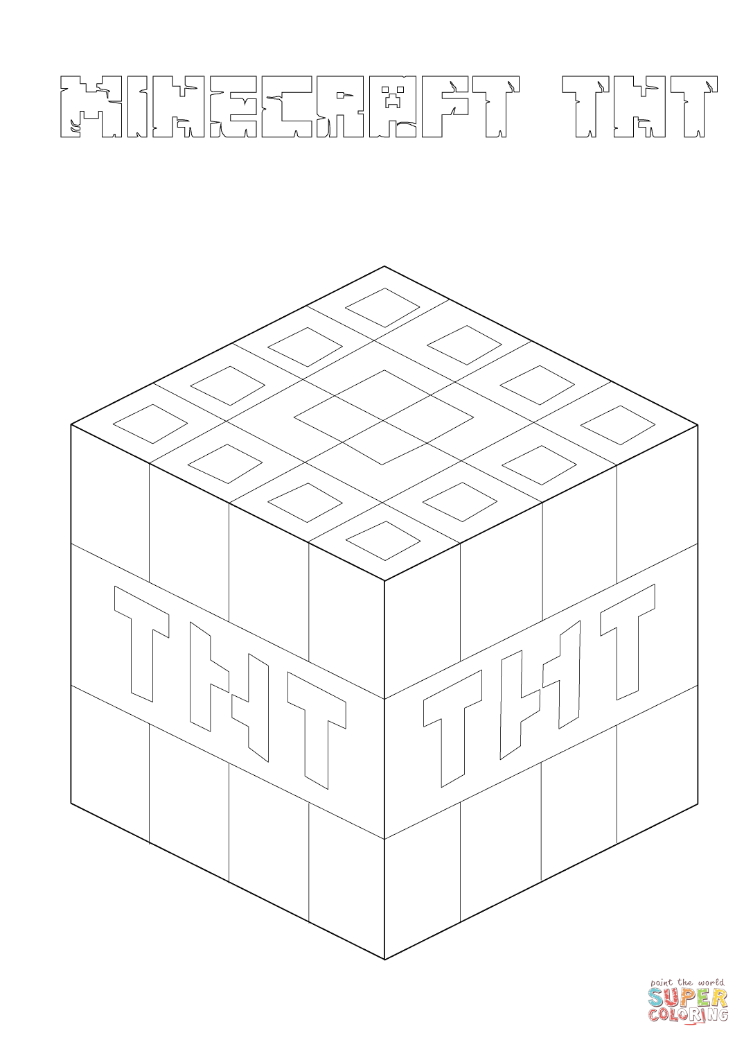 Minecraft tnt coloring page free printable coloring pages