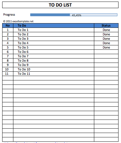 Daily to do list template the spreadsheet page