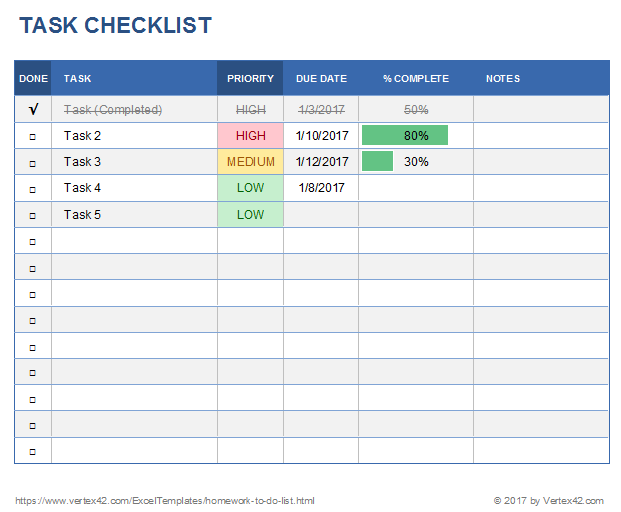 Free task list templates for excel