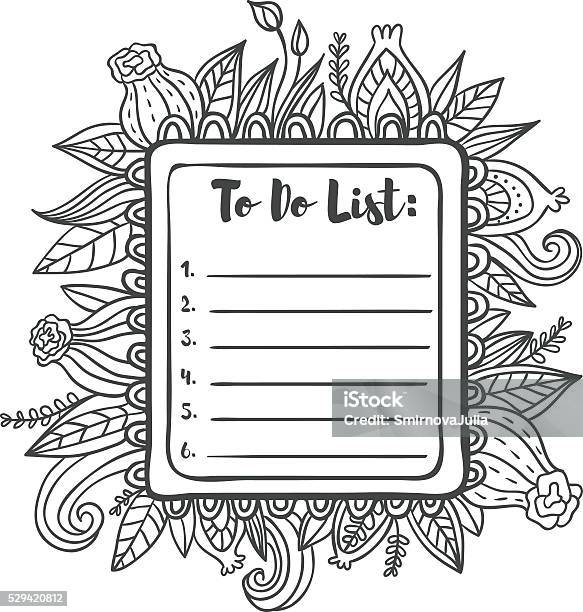Printable to do list page coloring page stock illustration