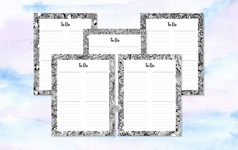 Free printable to do lists that you can color in
