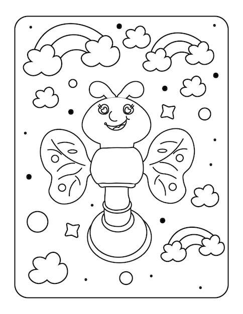 Premium vector baby toy coloring page easy illustration for coloring book