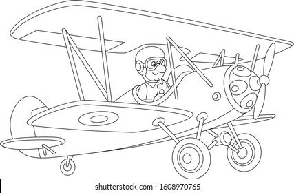 Airplane coloring page over royalty