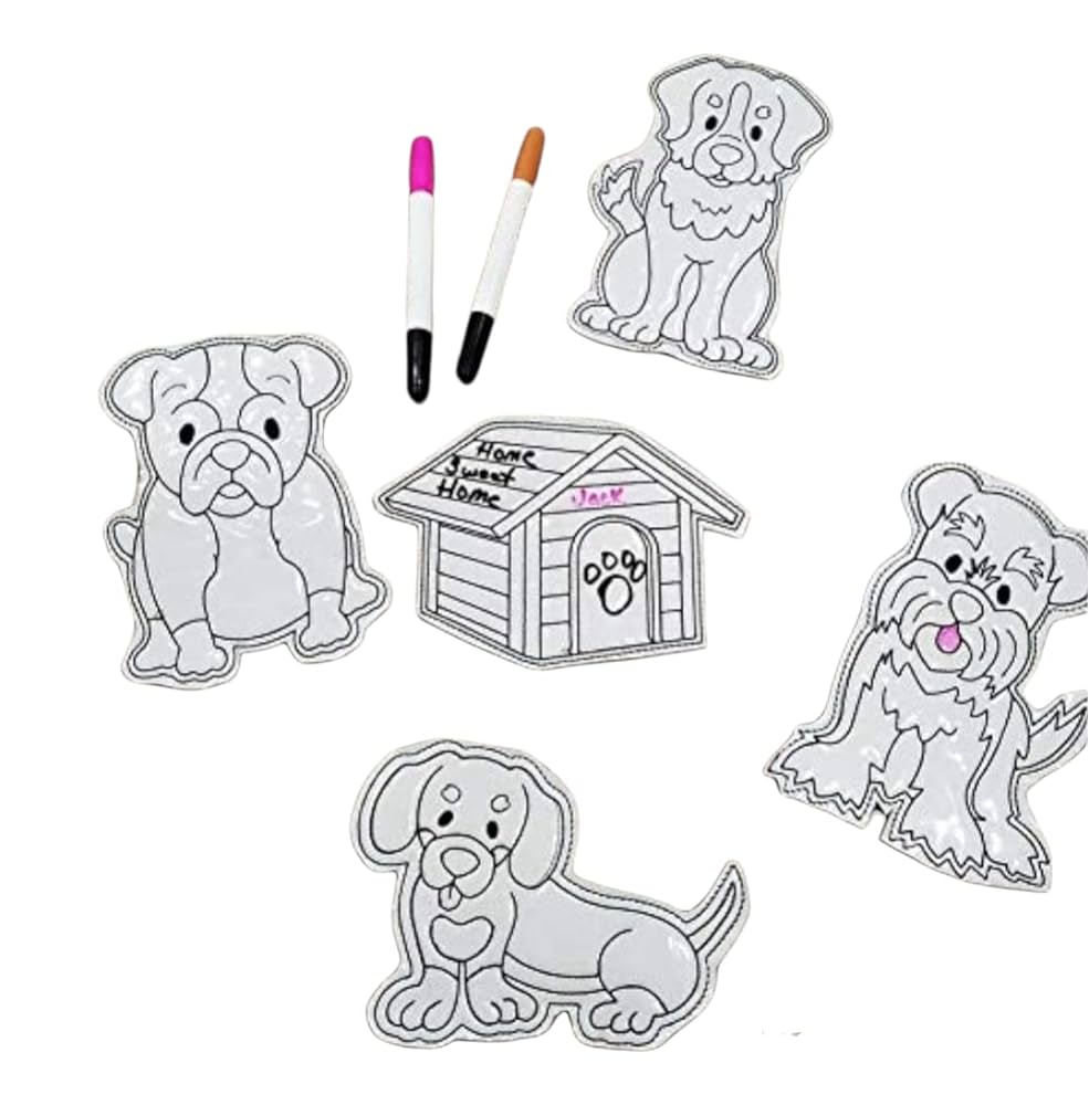 Reusable coloring dolls dog dog house erasable toy travel toy busy book handmade products