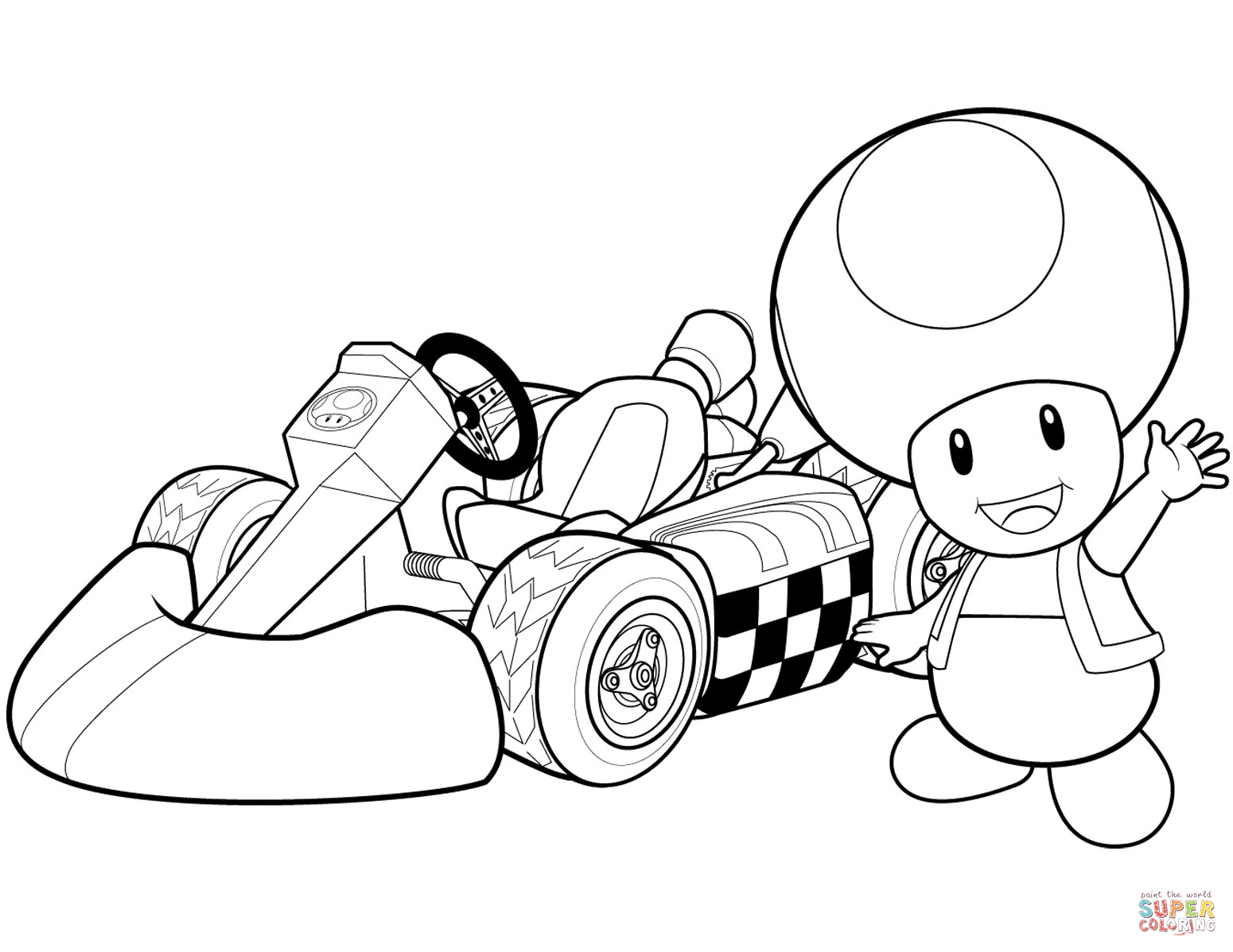 Toad in mario kart wii coloring page free printable coloring pages