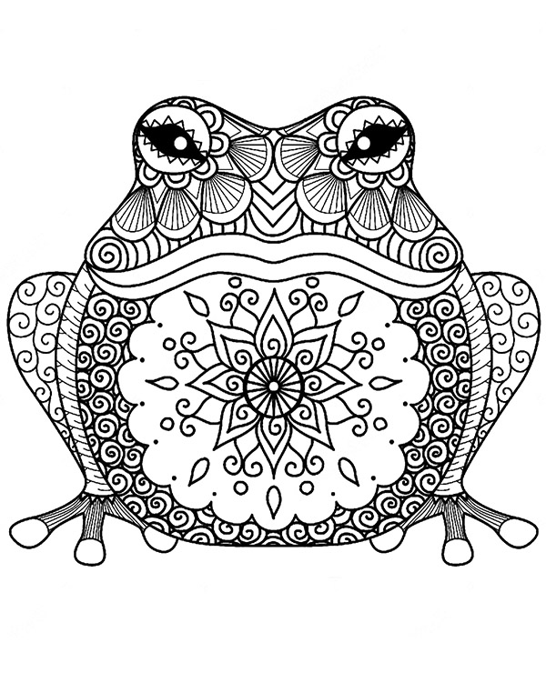 Picture to print and color for free with frog toad