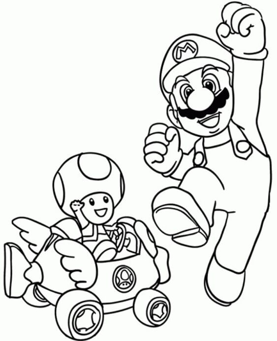 Free easy to print mario coloring page