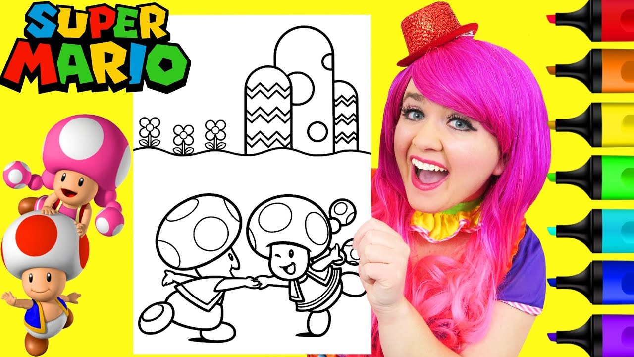 Coloring toad toadette super ario nintendo coloring page prisacolor arkers kii the clown