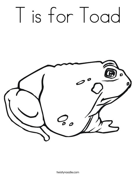 T is for toad coloring page