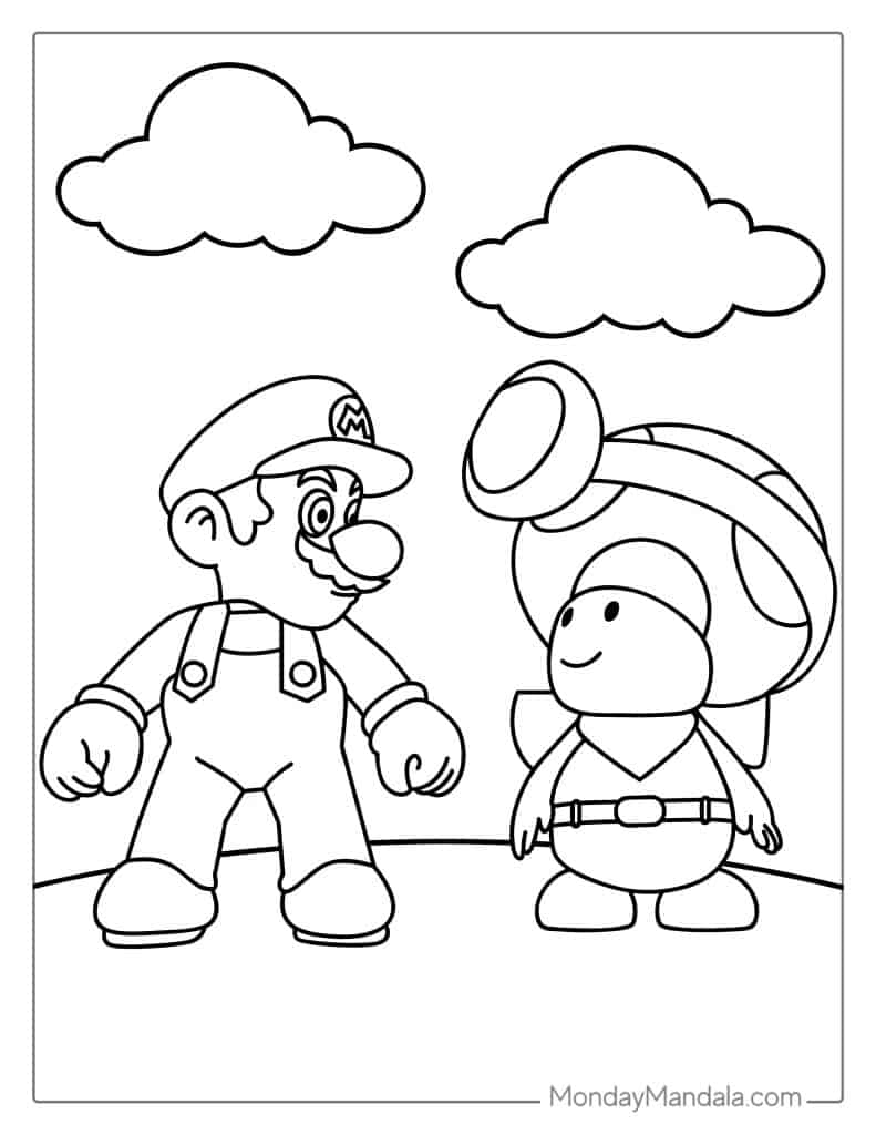 Mario coloring pages free pdf printables