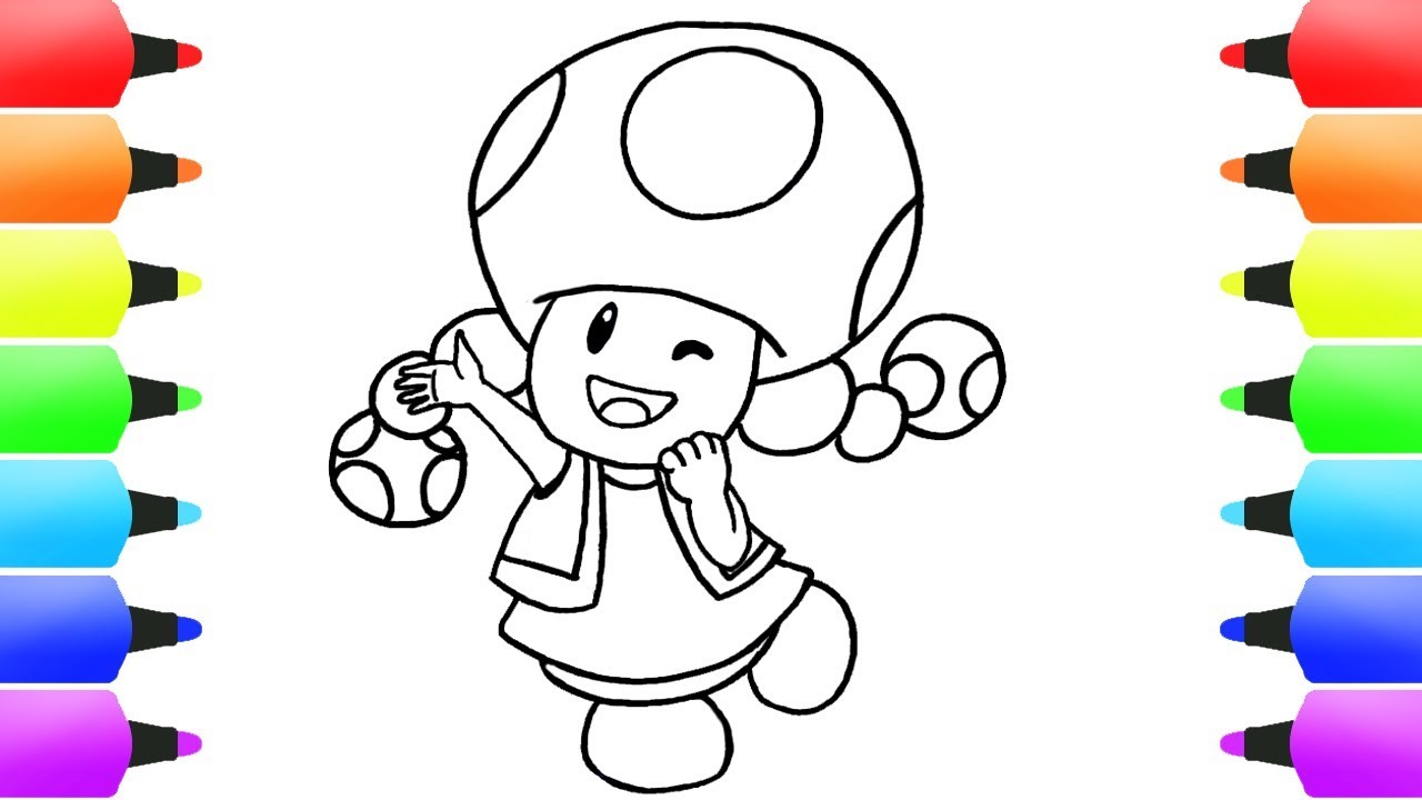 Toadette fro super ario how to draw easy and super fun coloring page video