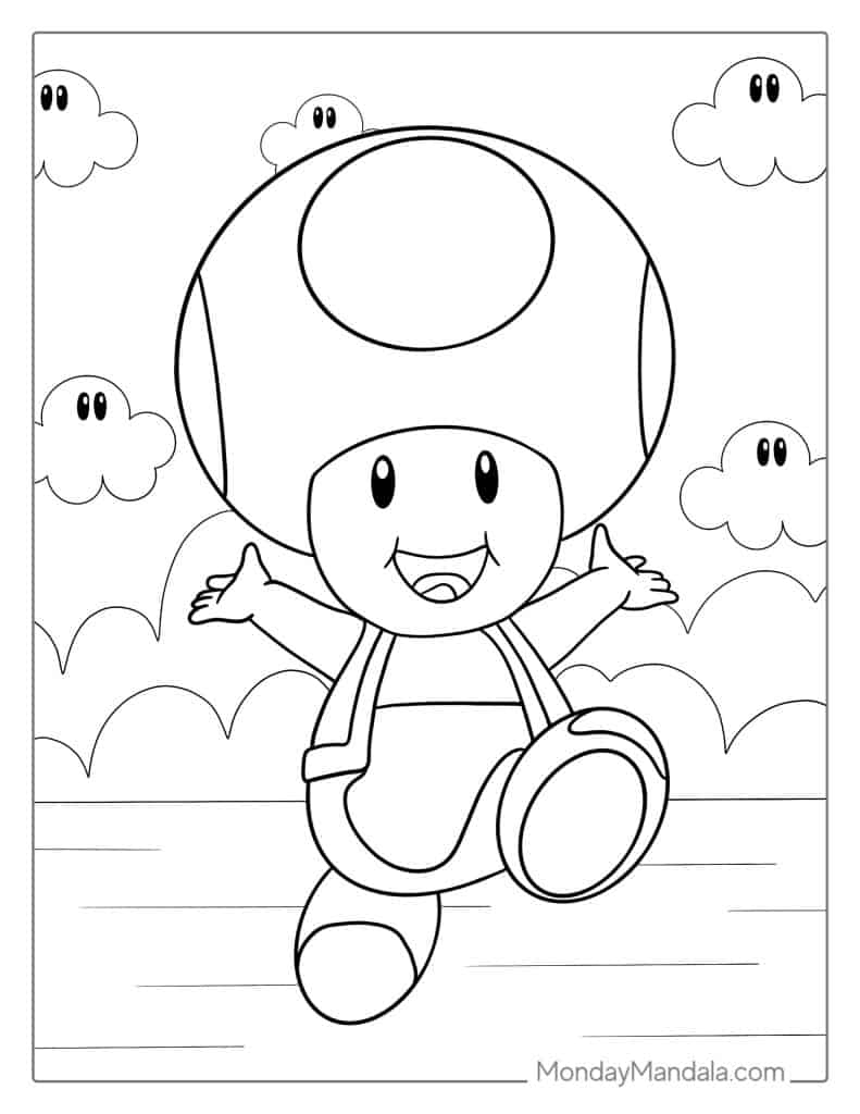 Toad coloring pages free pdf printables