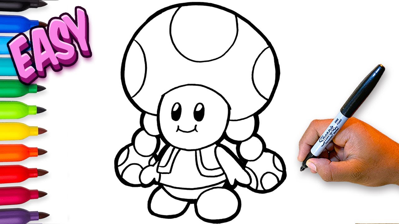 How to draw toadette full body fro super ario bros step