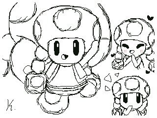 Sweet little toadette sketch mario amino